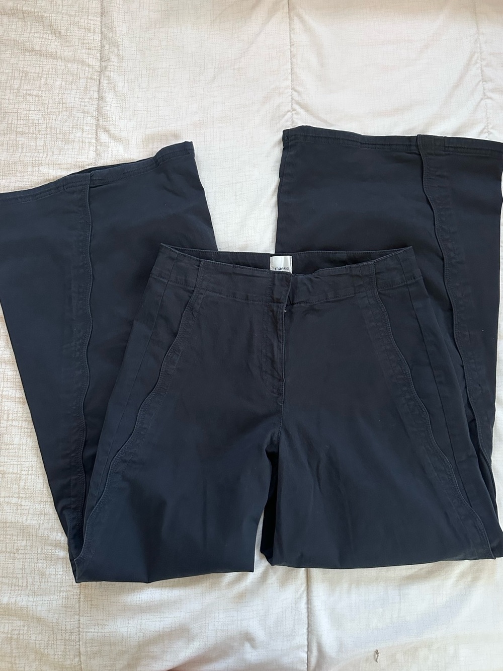 Anthropologie Maeve Black Scallop Wide Leg Pants Size 29 New with Tags - Picture 8 of 8